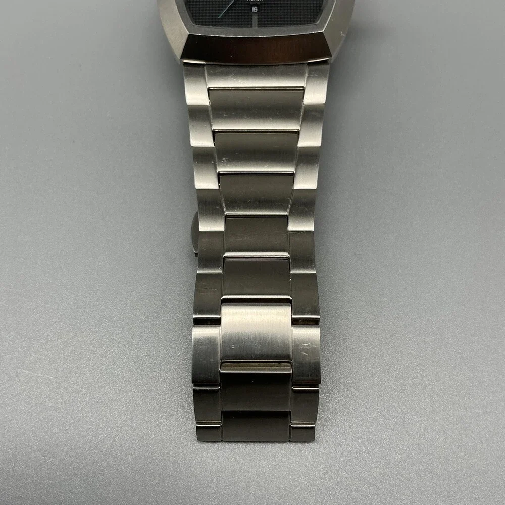 Patrick Acrux Mens Watch 40mm Black Dial Stainless Date Bracelet New Batttery 7